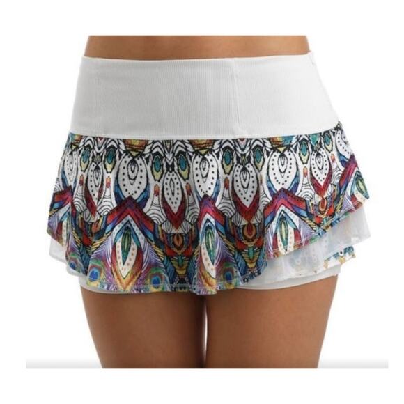 Lucky In Love Skort Medium Velour Multicolor Athletic Tennis Golf Pockets Preppy - Picture 2 of 8